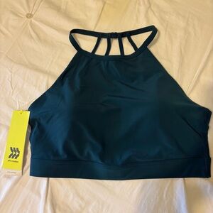 All in Motion Women's Strappy High Neck Sports Bra - Teal